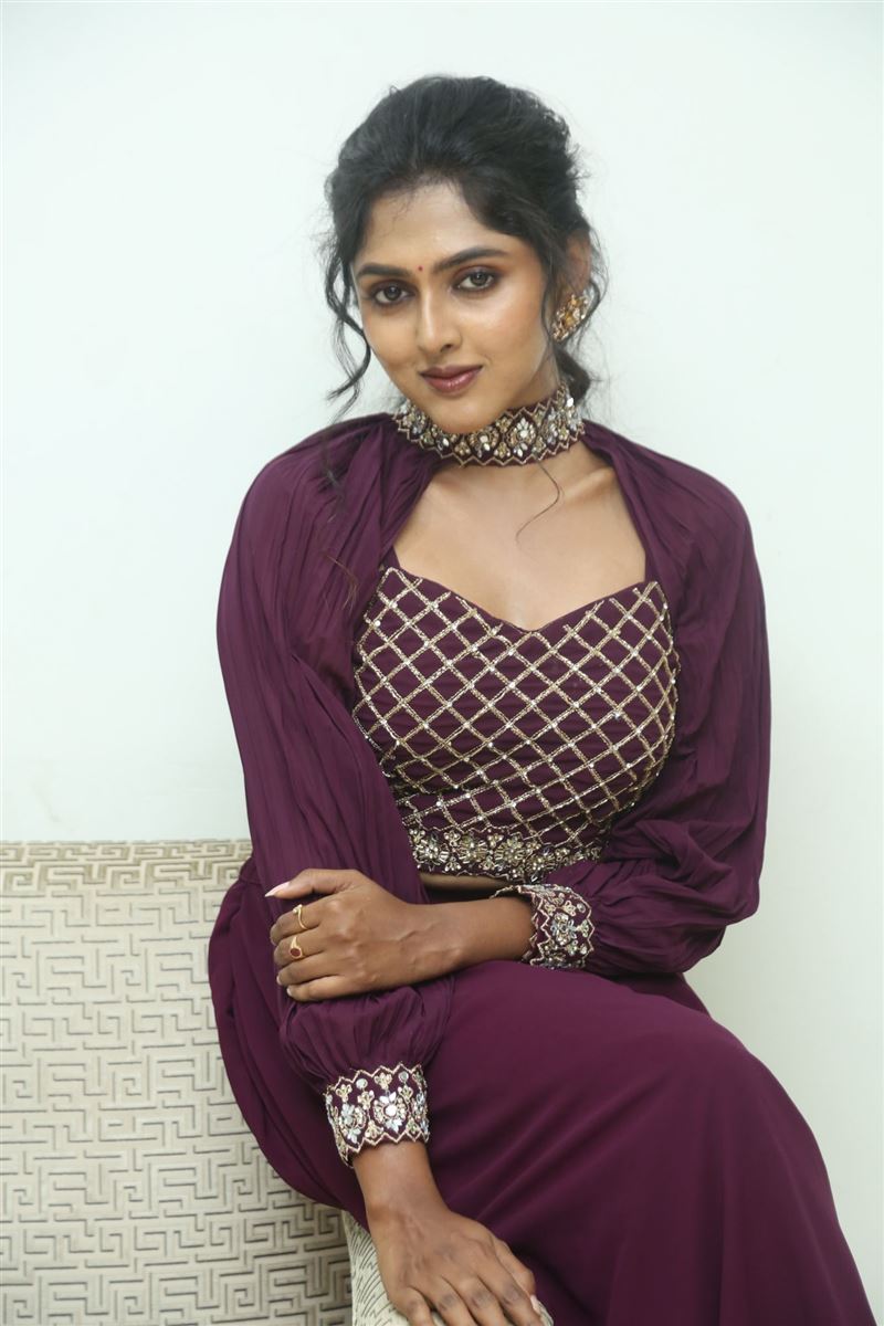 Telugu Actress Charishma Shreekar in Maroon Dress